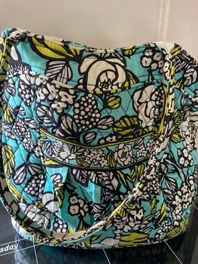 Vera Bradley Turquoise Floral Quilted Shoulder Bag